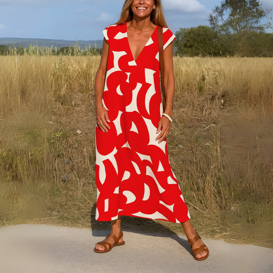 Robe Maxi Laura au Motif Artistique