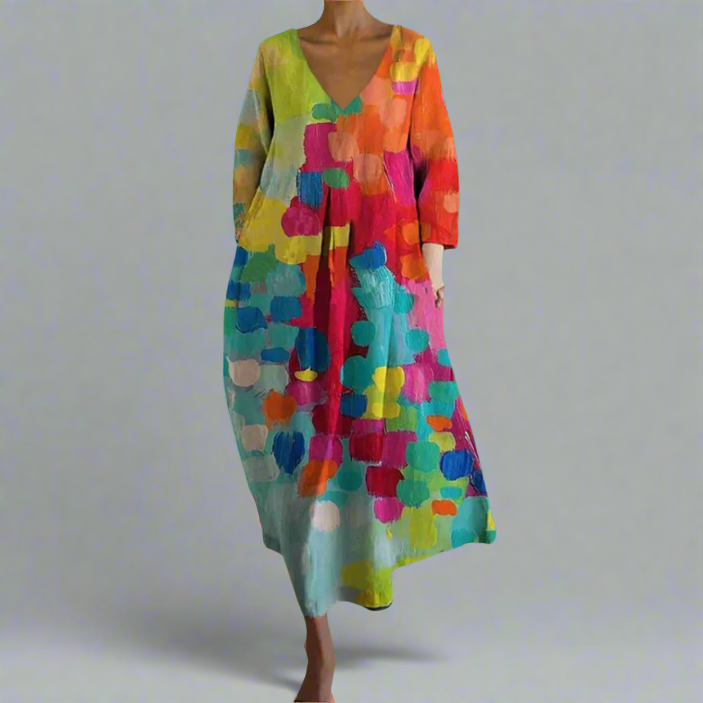 Cheryl | Colorful V-Neck Maxi Robe