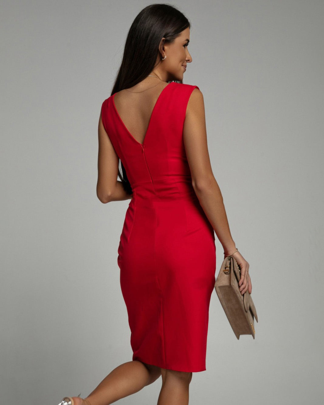 V-Neck Isa Dress with Side Slit