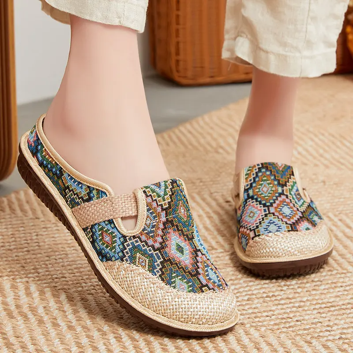 Dory | Orthopedic Embroidered Aztec Pattern Sandals
