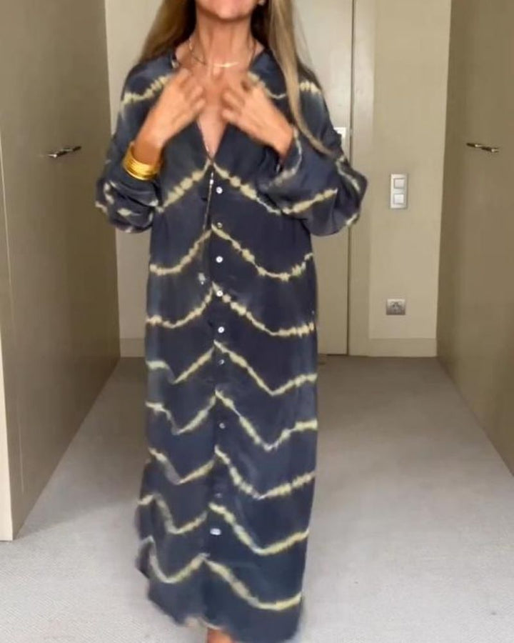 BOMEA | Robe Longue à Rayures Boho à Manches Longues