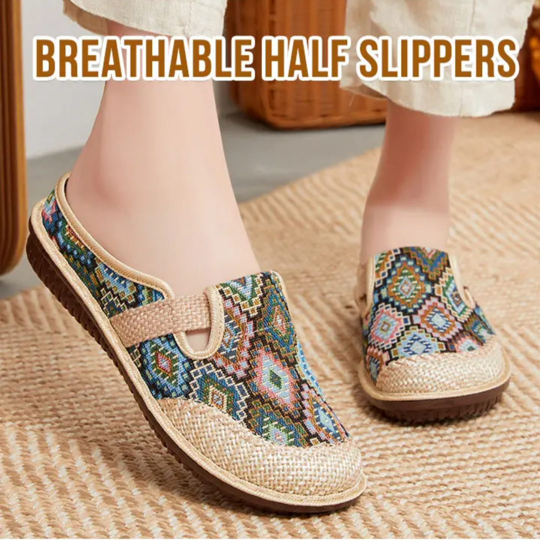 Dory | Orthopedic Embroidered Aztec Pattern Sandals