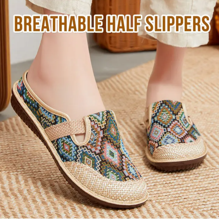 Dory | Orthopedic Embroidered Aztec Pattern Sandals