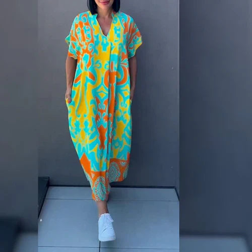 Nia | Maxi Robe Décontractée avec Imprimé Artistique
