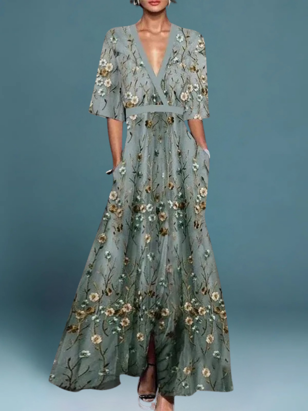 Ola | Élégante Robe Longue à Motif Floral