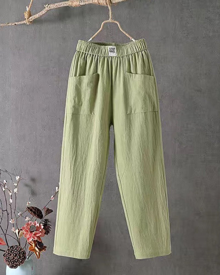 Ariella | Cotton and Linen High-Waisted Pants