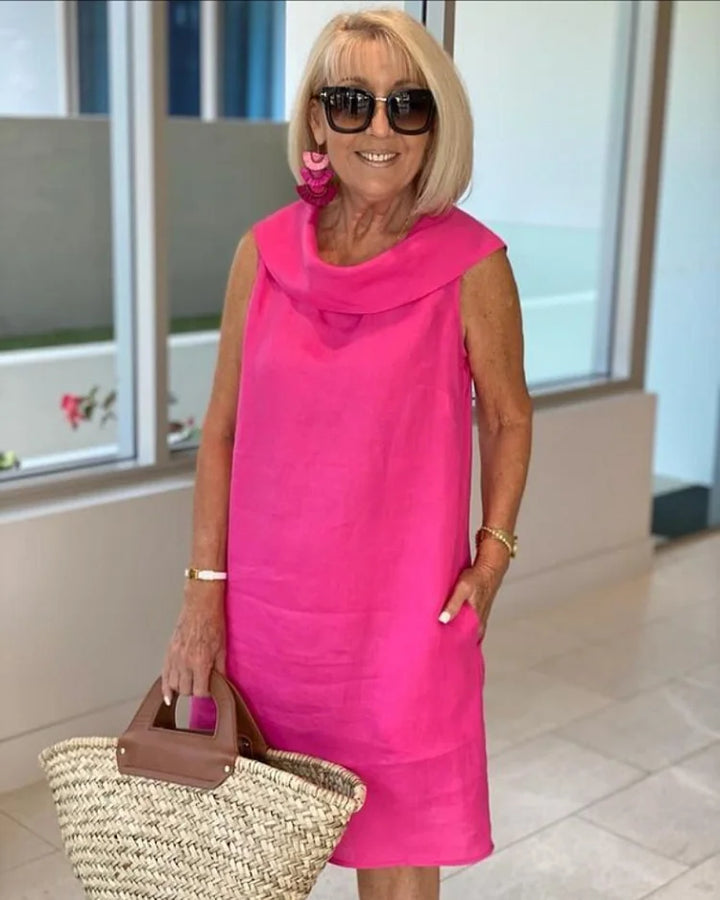 Agate | Sleeveless Sheath Dress with Round Collar