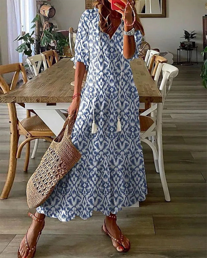 Sophia - Robe d'Été Vintage Boho à Col V