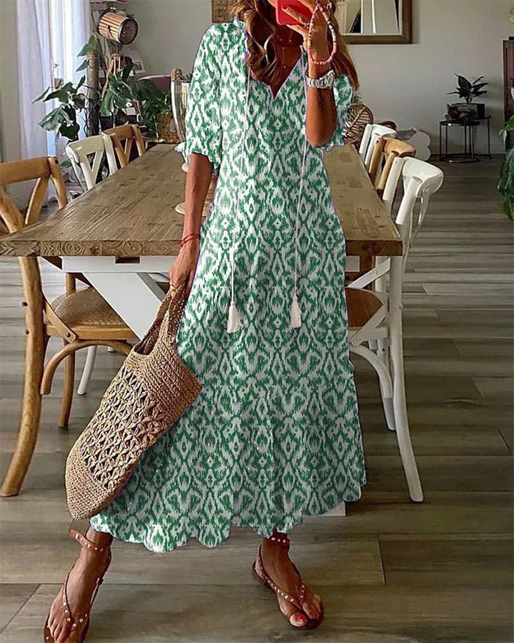 Sophia - Robe d'Été Vintage Boho à Col V
