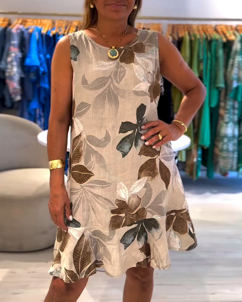 Sophia™ - Robe sans manches à imprimé et col rond