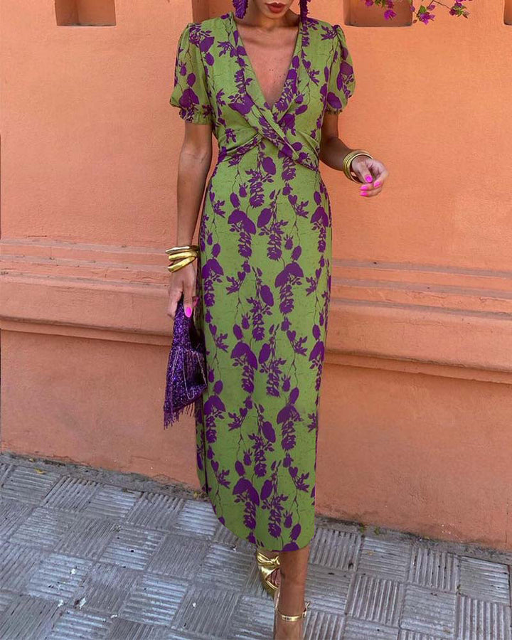 Brie | Robe Midi Fleurie à Décolleté en V