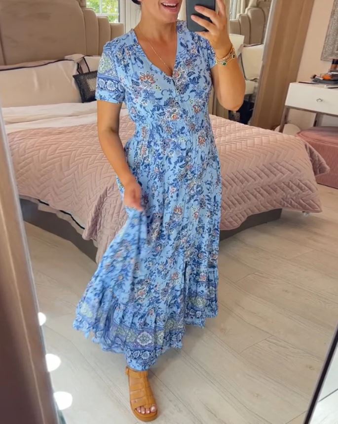 Floral Print V-Neck Dress