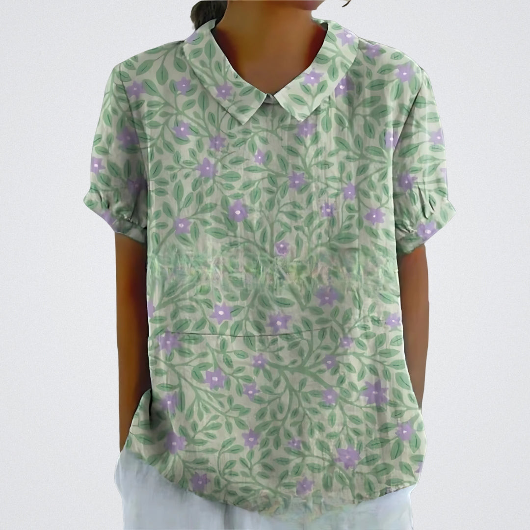 Valentine™ | Lina - Floral Linen Blouse