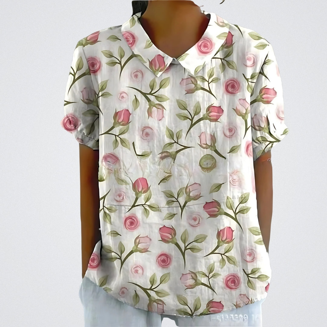 Valentine™ | Lina - Floral Linen Blouse