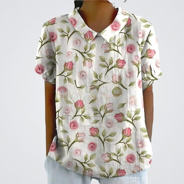 Valentine™ | Lina - Floral Linen Blouse