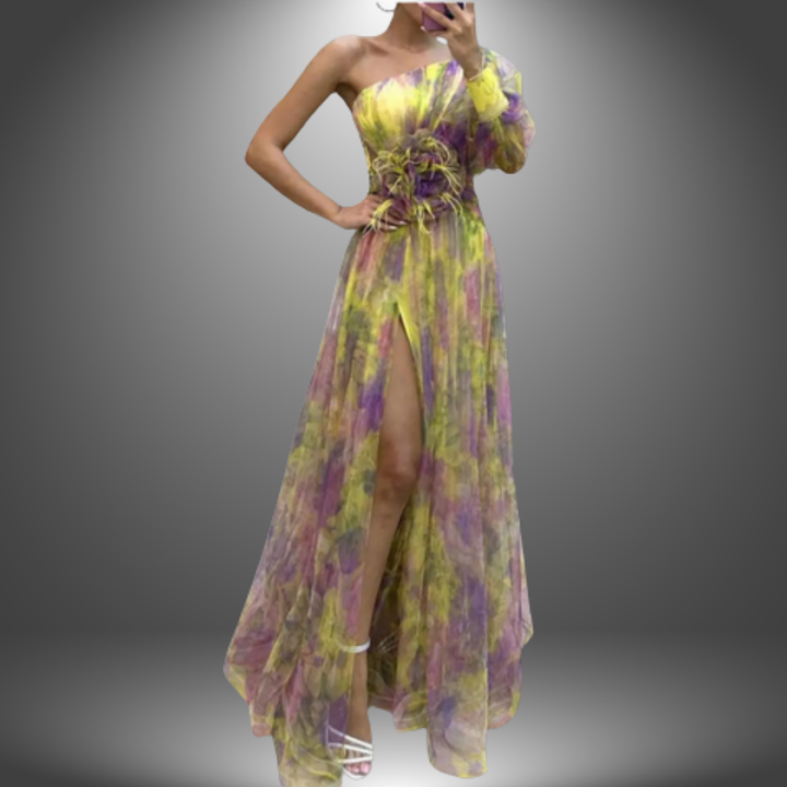 Addison | Robe Maxi Fleurie Éclatante à Une Épaule