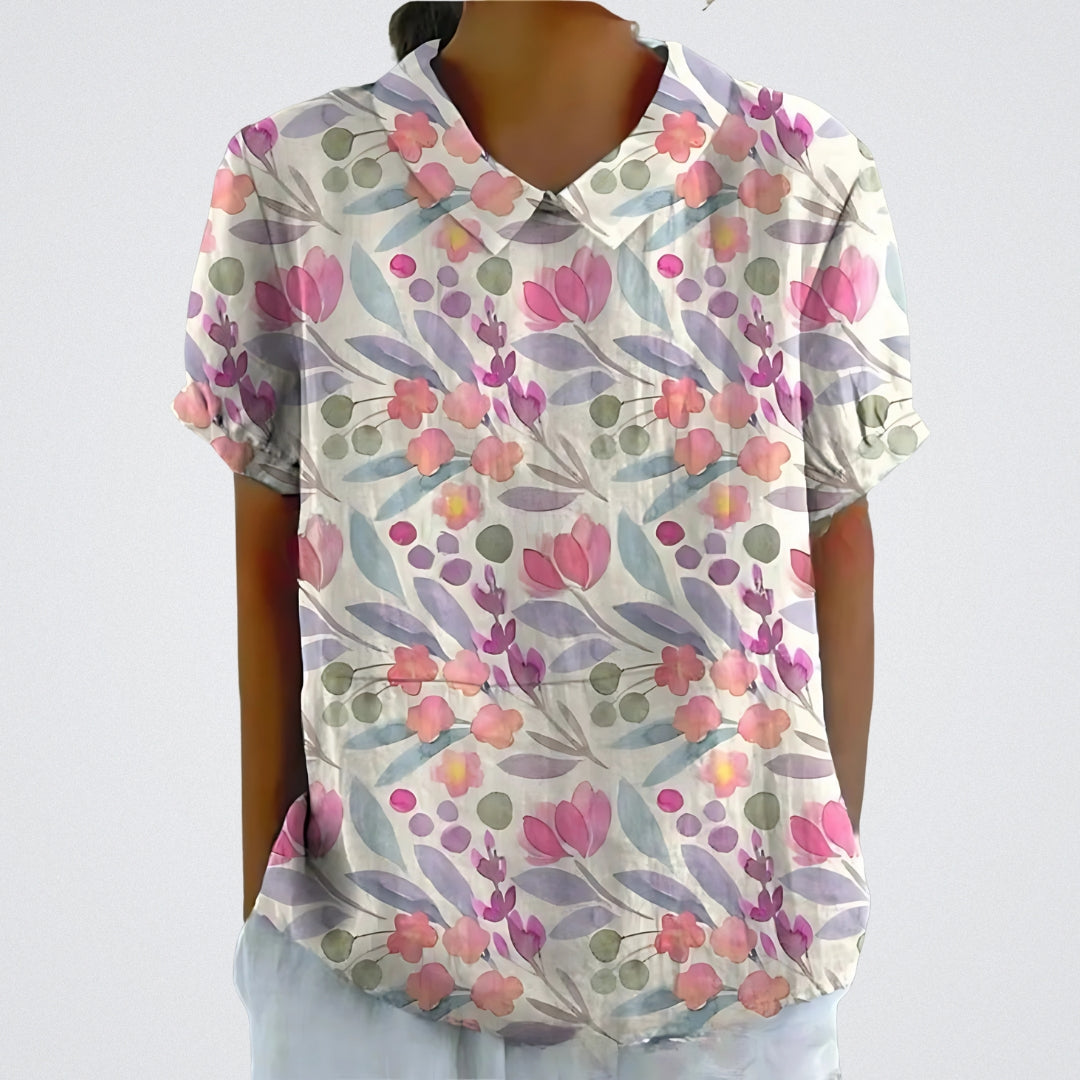 Valentine™ | Lina - Floral Linen Blouse