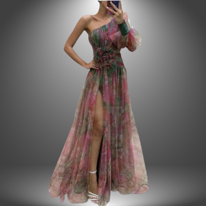 Addison | Robe Maxi Fleurie Éclatante à Une Épaule