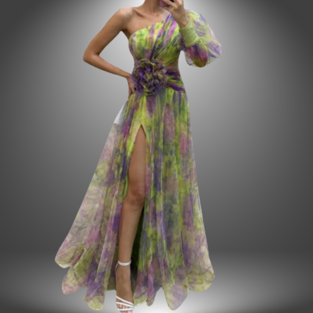 Addison | Robe Maxi Fleurie Éclatante à Une Épaule