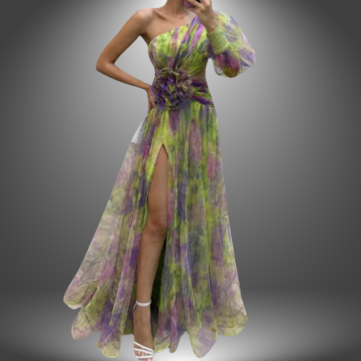 Addison | Robe Maxi Fleurie Éclatante à Une Épaule