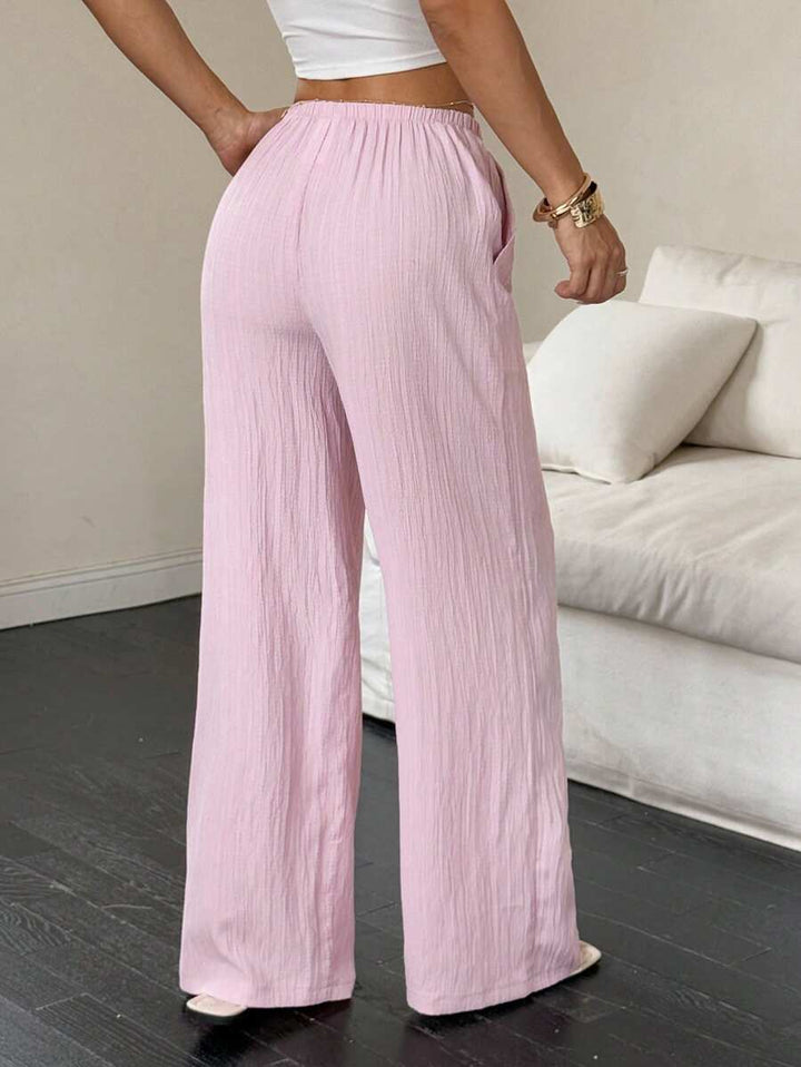 Flirla Casual | Pantalons Amples Unis Polyvalents