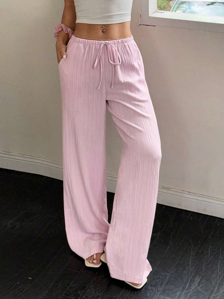 Flirla Casual | Pantalons Amples Unis Polyvalents