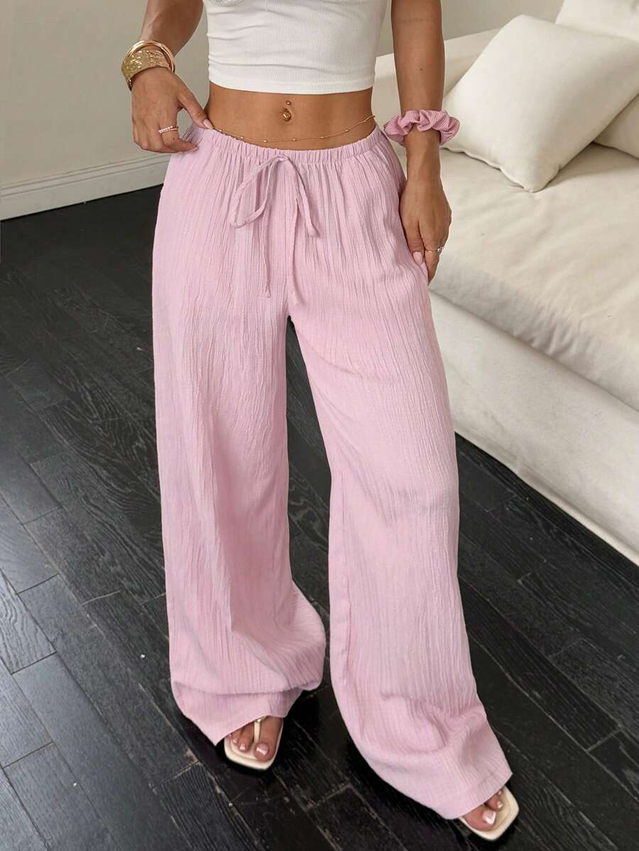 Flirla Casual | Pantalons Amples Unis Polyvalents