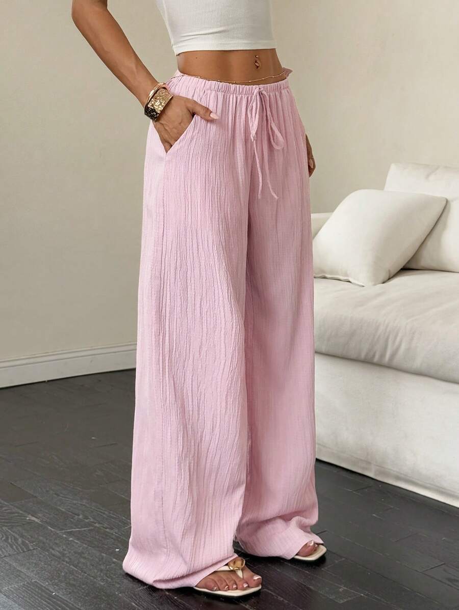 Flirla Casual | Pantalons Amples Unis Polyvalents