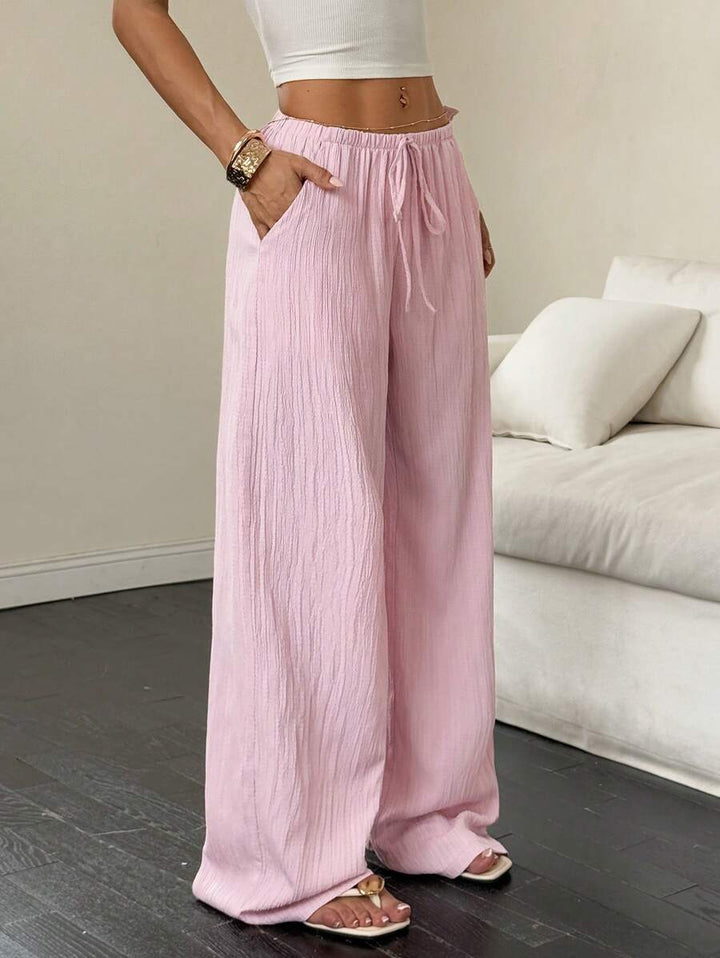 Flirla Casual | Pantalons Amples Unis Polyvalents