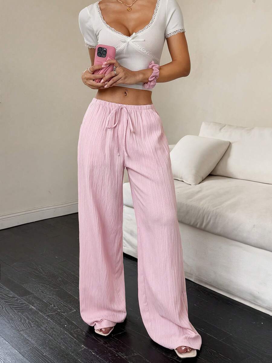 Flirla Casual | Pantalons Amples Unis Polyvalents