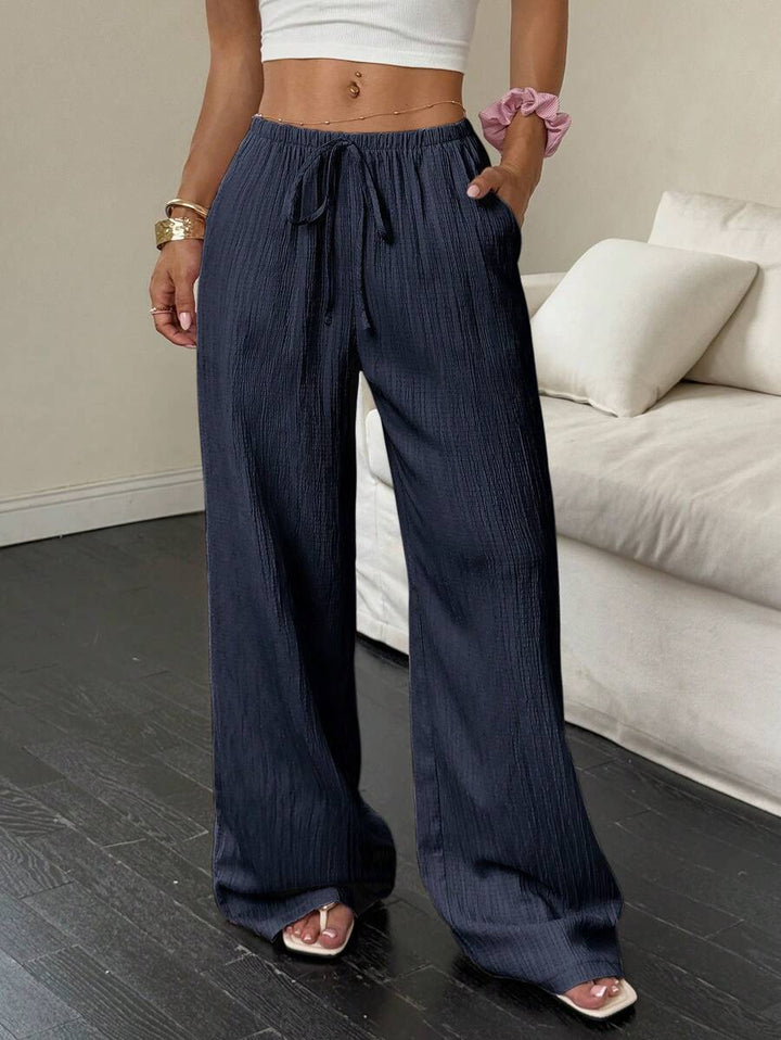 Flirla Casual | Pantalons Amples Unis Polyvalents