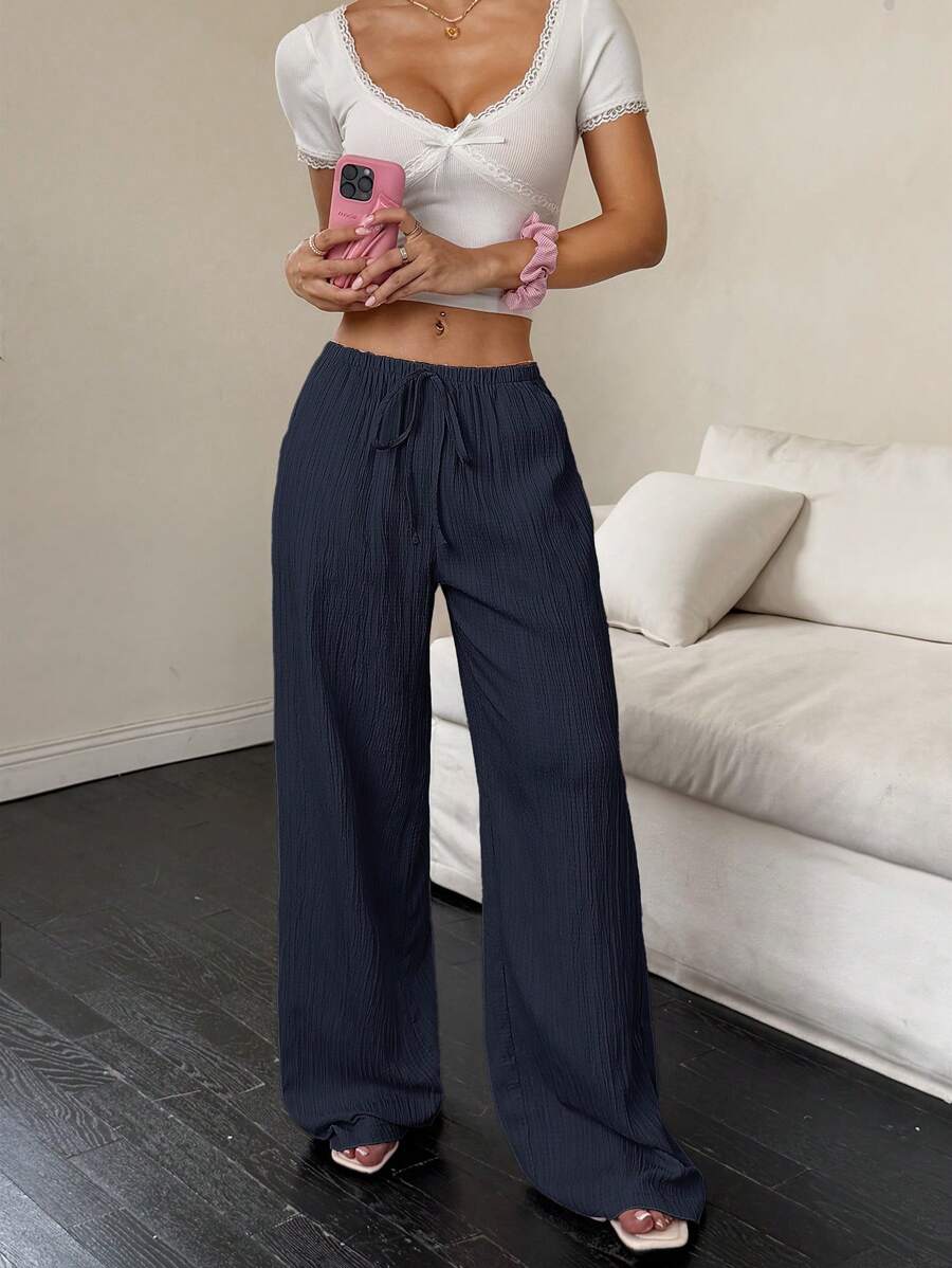 Flirla Casual | Pantalons Amples Unis Polyvalents