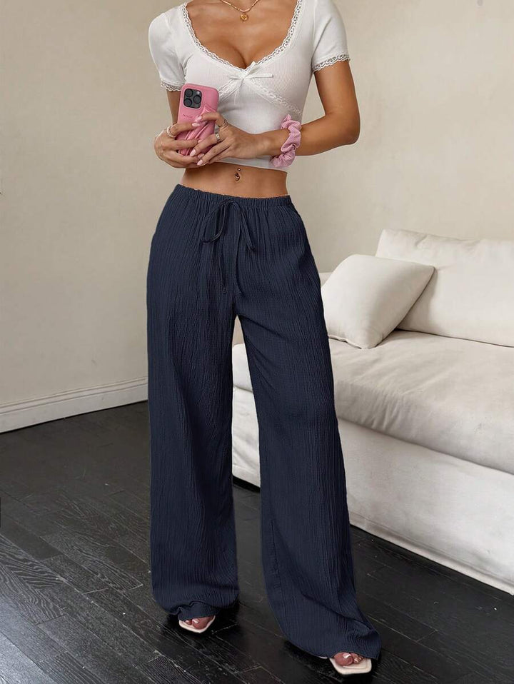 Flirla Casual | Pantalons Amples Unis Polyvalents