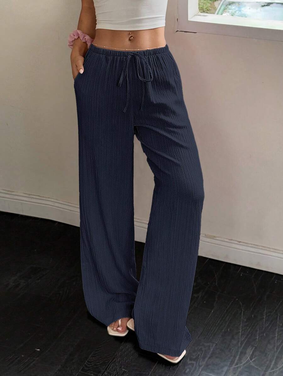 Flirla Casual | Pantalons Amples Unis Polyvalents