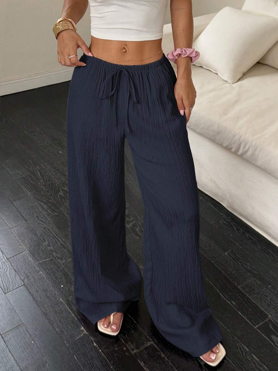 Flirla Casual | Pantalons Amples Unis Polyvalents