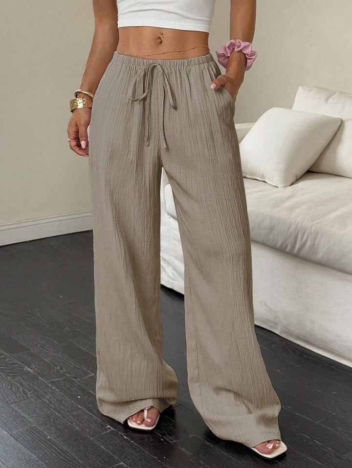 Flirla Casual | Pantalons Amples Unis Polyvalents