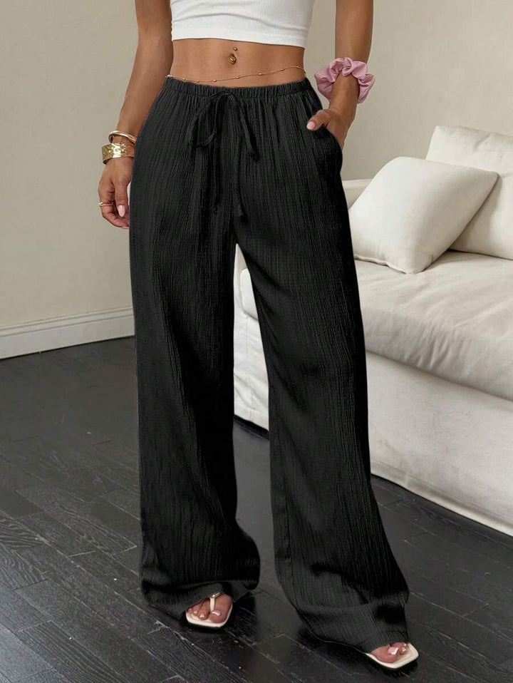 Flirla Casual | Pantalons Amples Unis Polyvalents