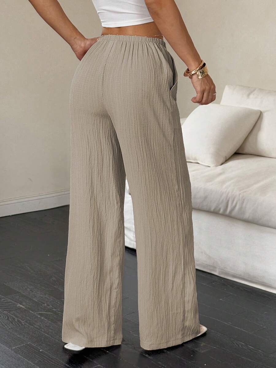 Flirla Casual | Pantalons Amples Unis Polyvalents