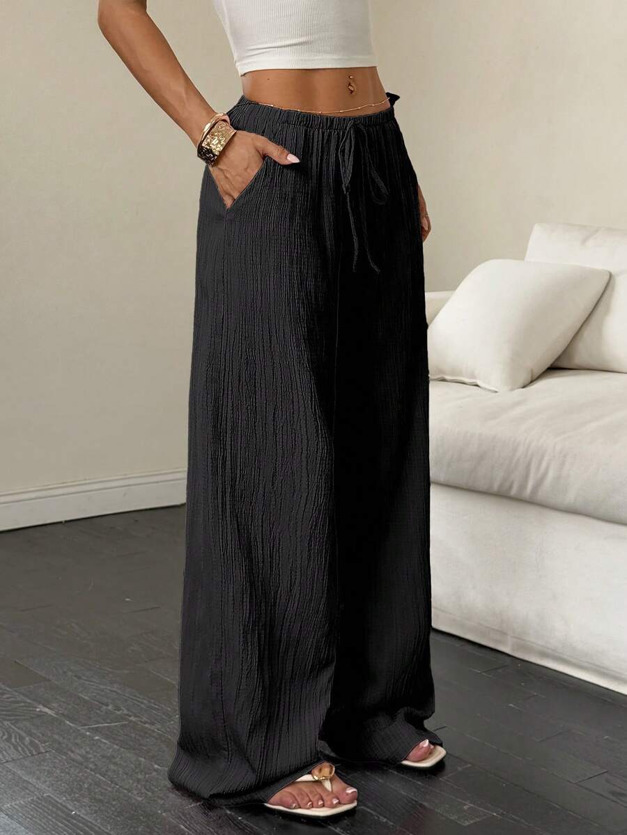 Flirla Casual | Pantalons Amples Unis Polyvalents