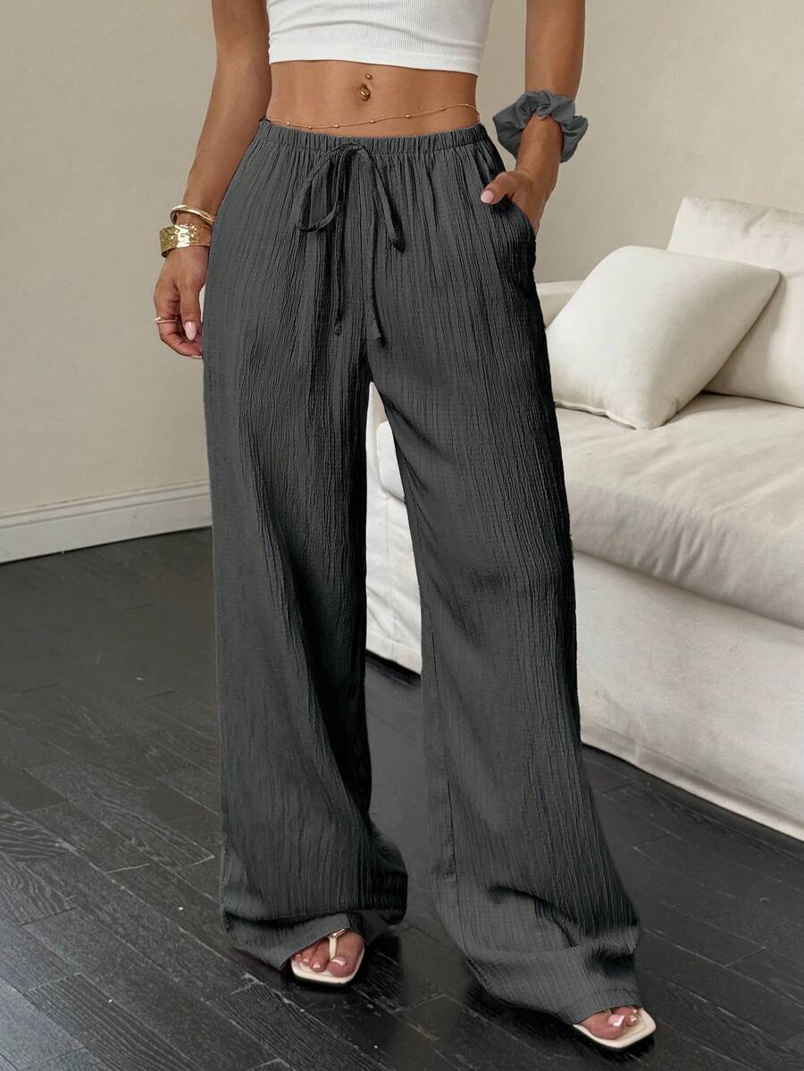 Flirla Casual | Pantalons Amples Unis Polyvalents