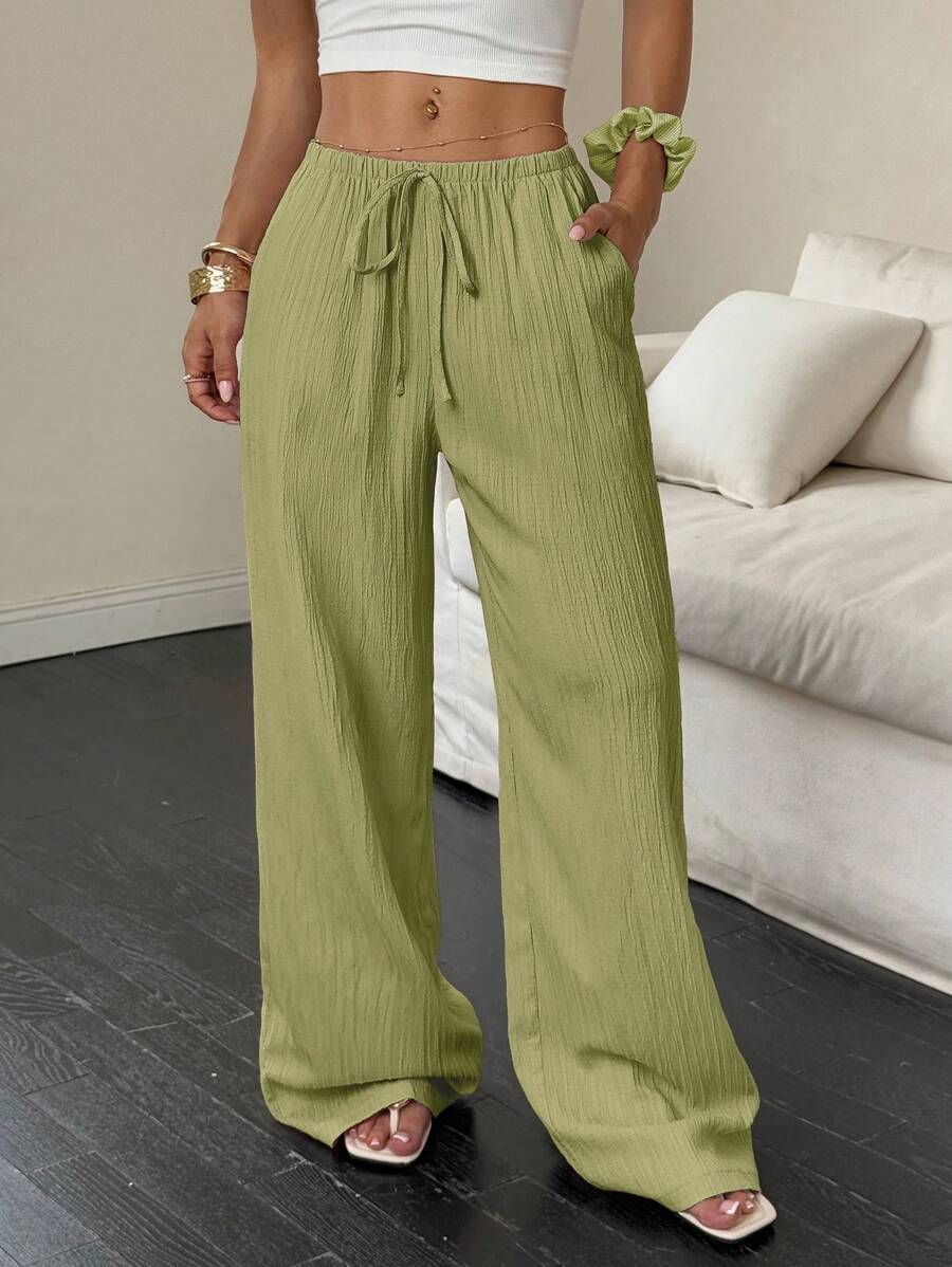 Flirla Casual | Pantalons Amples Unis Polyvalents