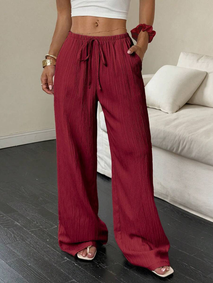 Flirla Casual | Pantalons Amples Unis Polyvalents