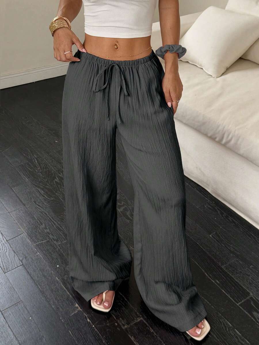 Flirla Casual | Pantalons Amples Unis Polyvalents