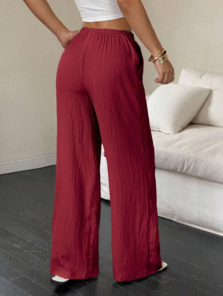 Flirla Casual | Pantalons Amples Unis Polyvalents