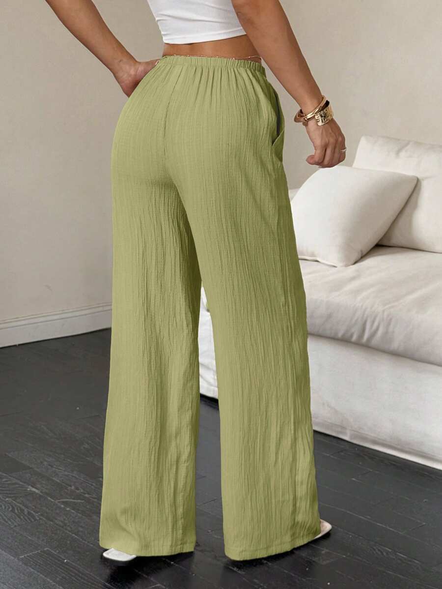 Flirla Casual | Pantalons Amples Unis Polyvalents