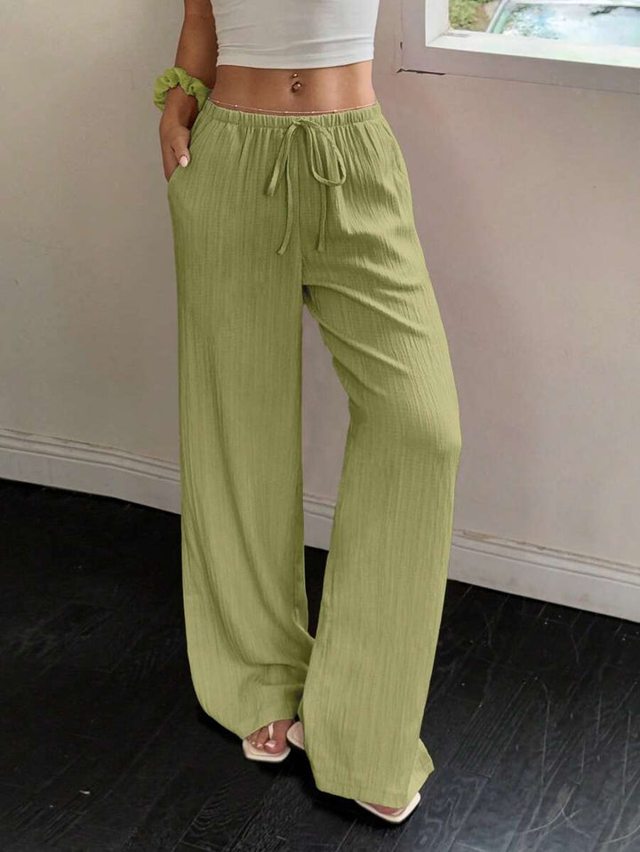 Flirla Casual | Pantalons Amples Unis Polyvalents