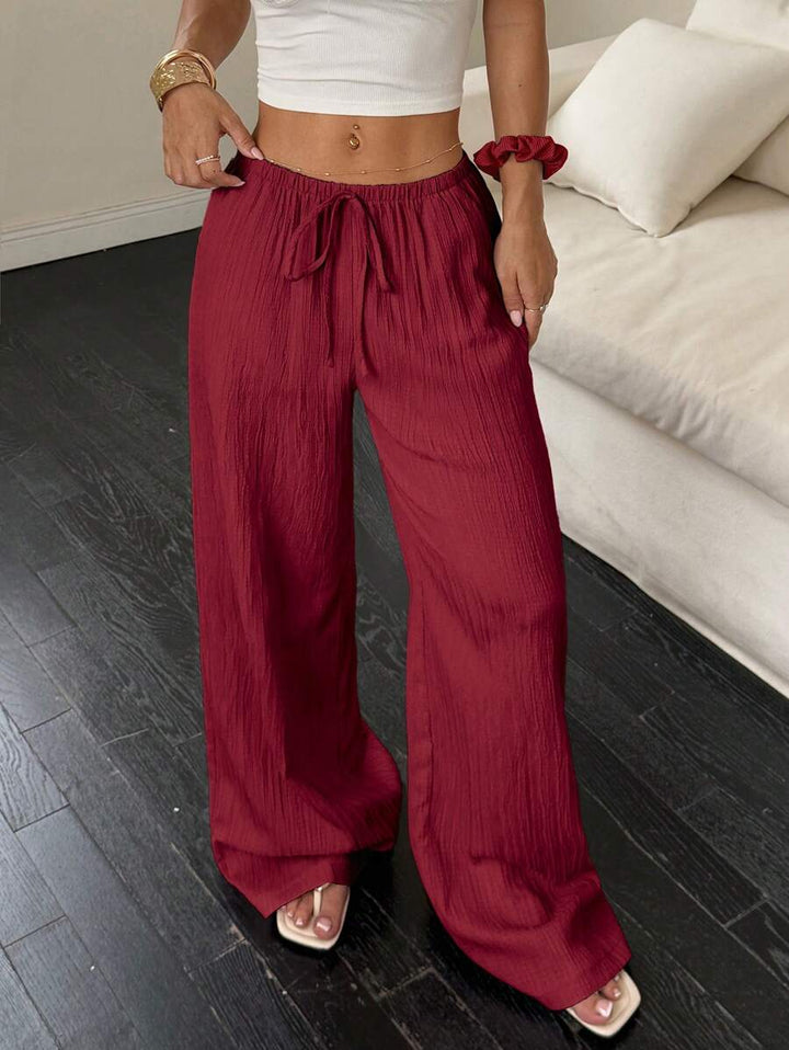Flirla Casual | Pantalons Amples Unis Polyvalents