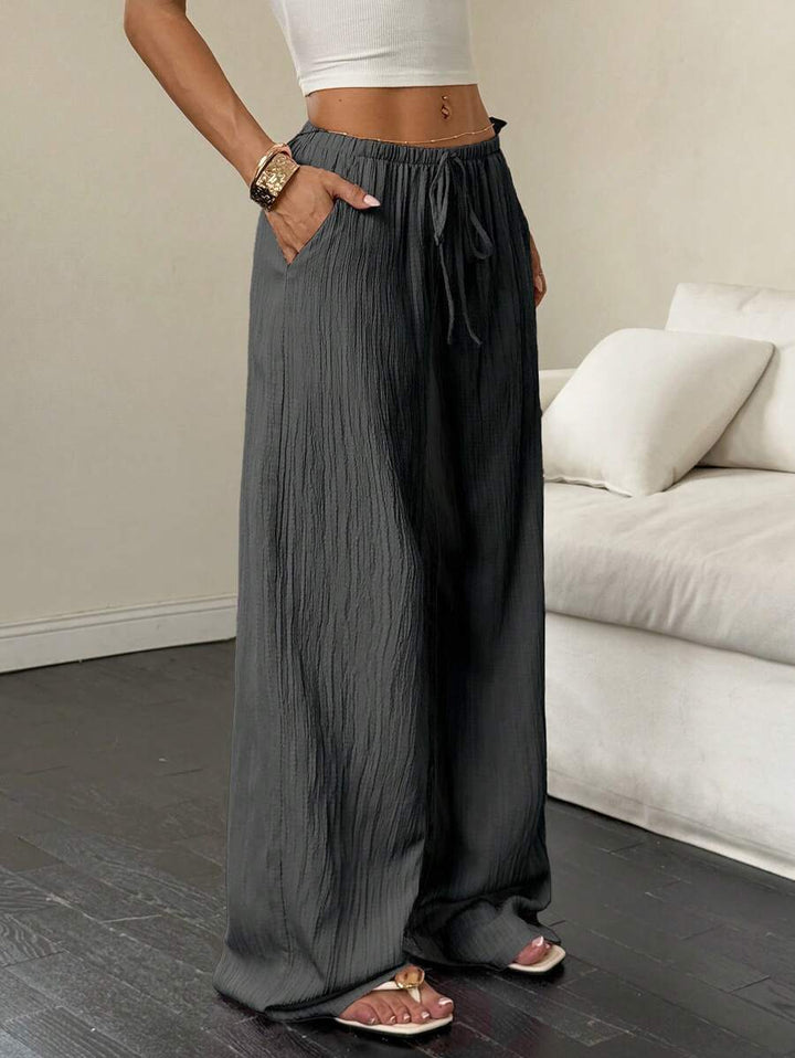 Flirla Casual | Pantalons Amples Unis Polyvalents