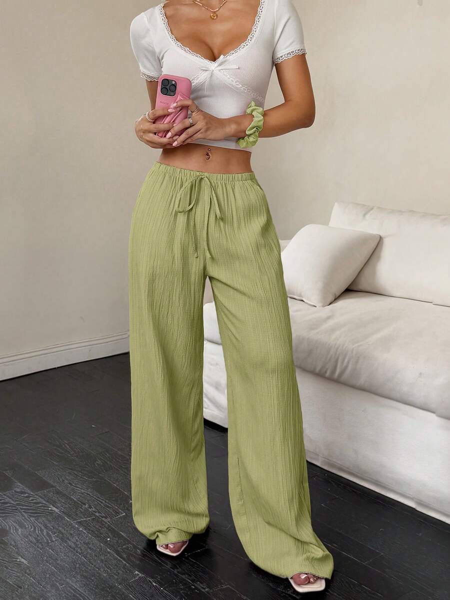 Flirla Casual | Pantalons Amples Unis Polyvalents