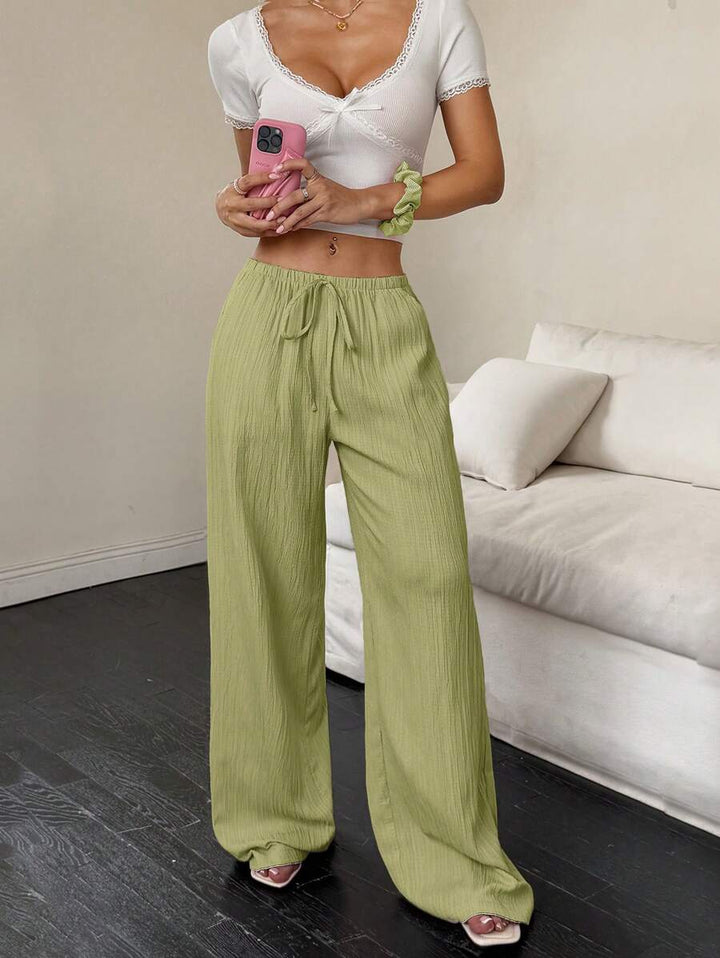 Flirla Casual | Pantalons Amples Unis Polyvalents